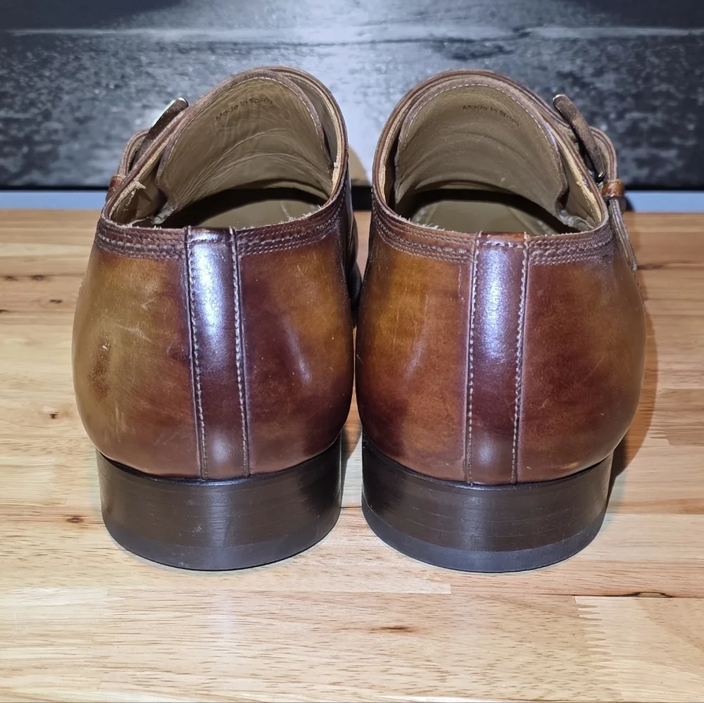 Magnanni Men’s Single Monk Strap Cap Toe Dress Shoes Cognac Size 13M - Picture 3 of 5